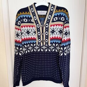 Vintage 70s/80s Jersild Norwegian Sweater Nordic Fair Isle Pullover USA M Unisex